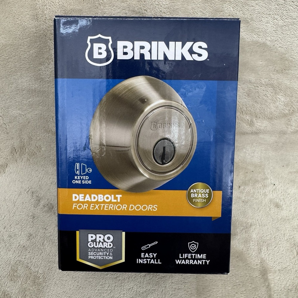 Brinks Pro Guard Deadbolt Antique Brass Keyed One Side ANSI Grade 2 (1 Key)